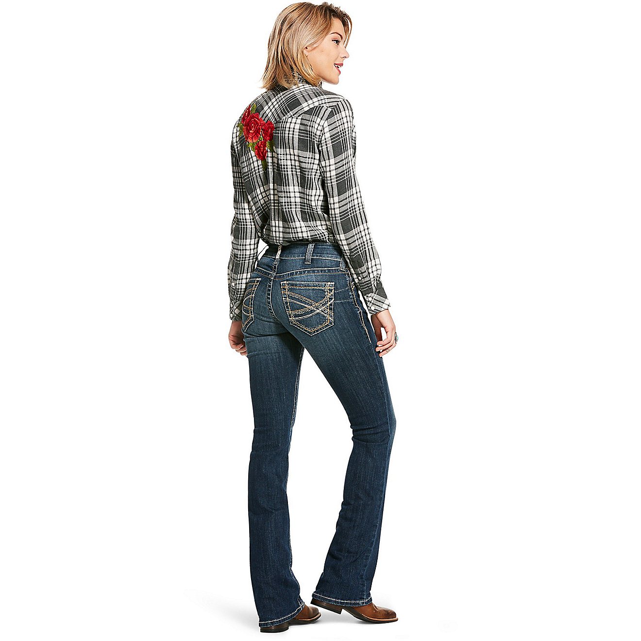 Ariat Women's Plus Size R.E.A.L Mid Rise Stretch Entwined Boot Cut Jeans                                                         - view number 3