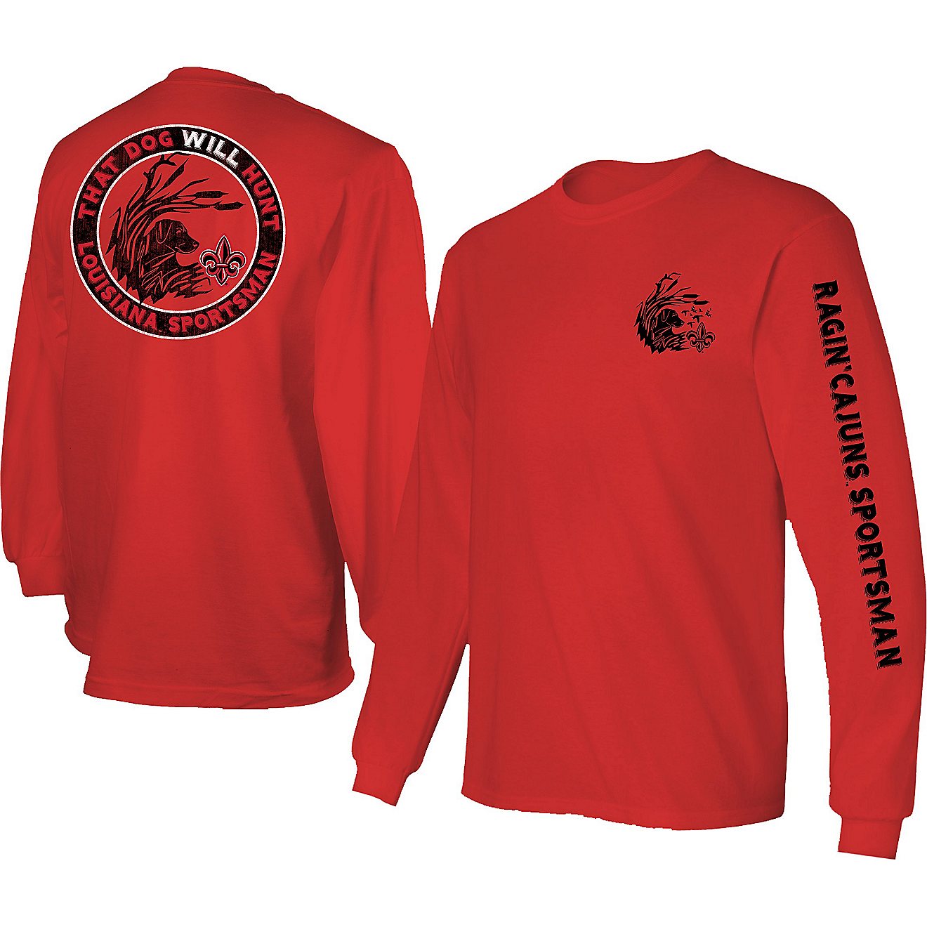 New World Graphics Men's University of Louisiana at Lafayette Will Hunt Long Sleeve T-shirt                                      - view number 1