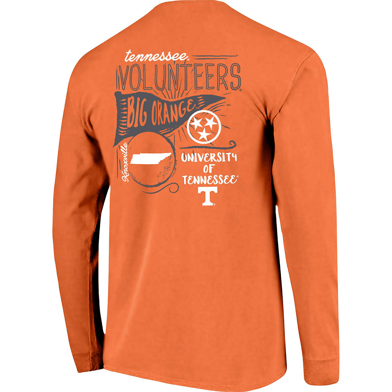 Image One Women's University of Tennessee Comfort Color Hand Drawn Flag Long Sleeve T-shirt                                      - view number 1
