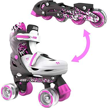 NEON Girls' Combo Inline and Quad Adjustable Light-Up Skates                                                                    