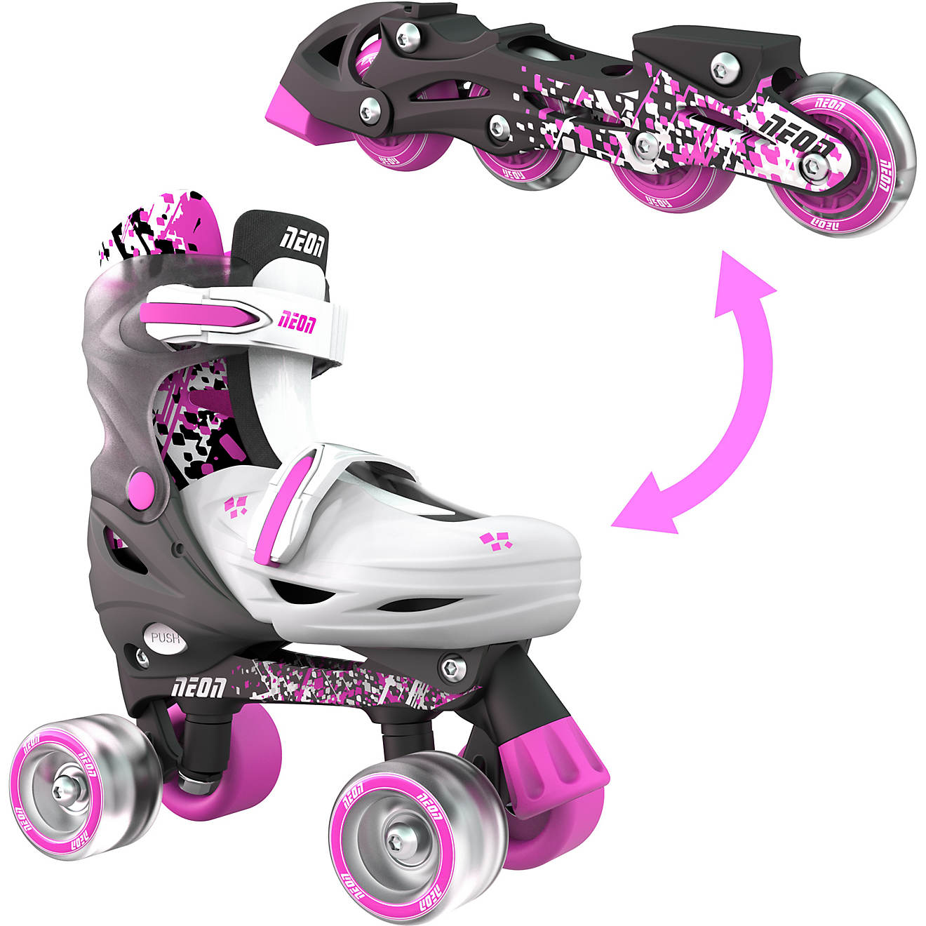 NEON Girls' Combo Inline and Quad Adjustable Light-Up Skates                                                                     - view number 1