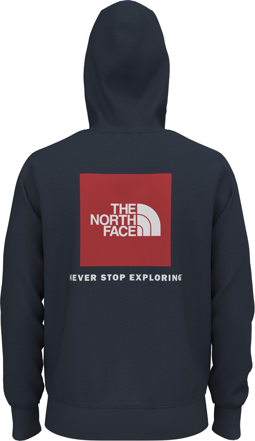 black north face hoodie with red logo