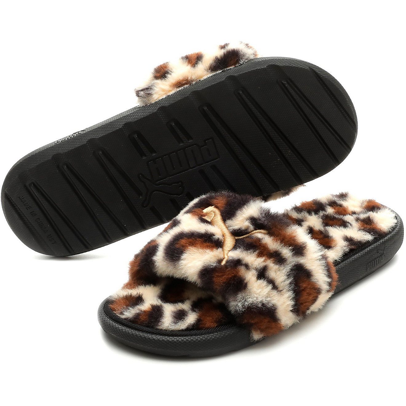 PUMA Women's Leopard Fluffy Cool Cat Slides                                                                                      - view number 1