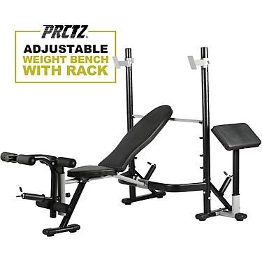 PRCTZ Adjustable Weight Bench with Olympic Squat Rack, Arm and Leg Developer, and Preacher Pad                                  