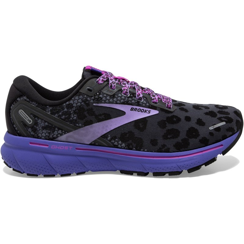 Brooks Women's Ghost 14 Electric Animal Cheetah Running Shoes Ebony/Black/Purple, 10 - Women's Running at Academy Sports product image