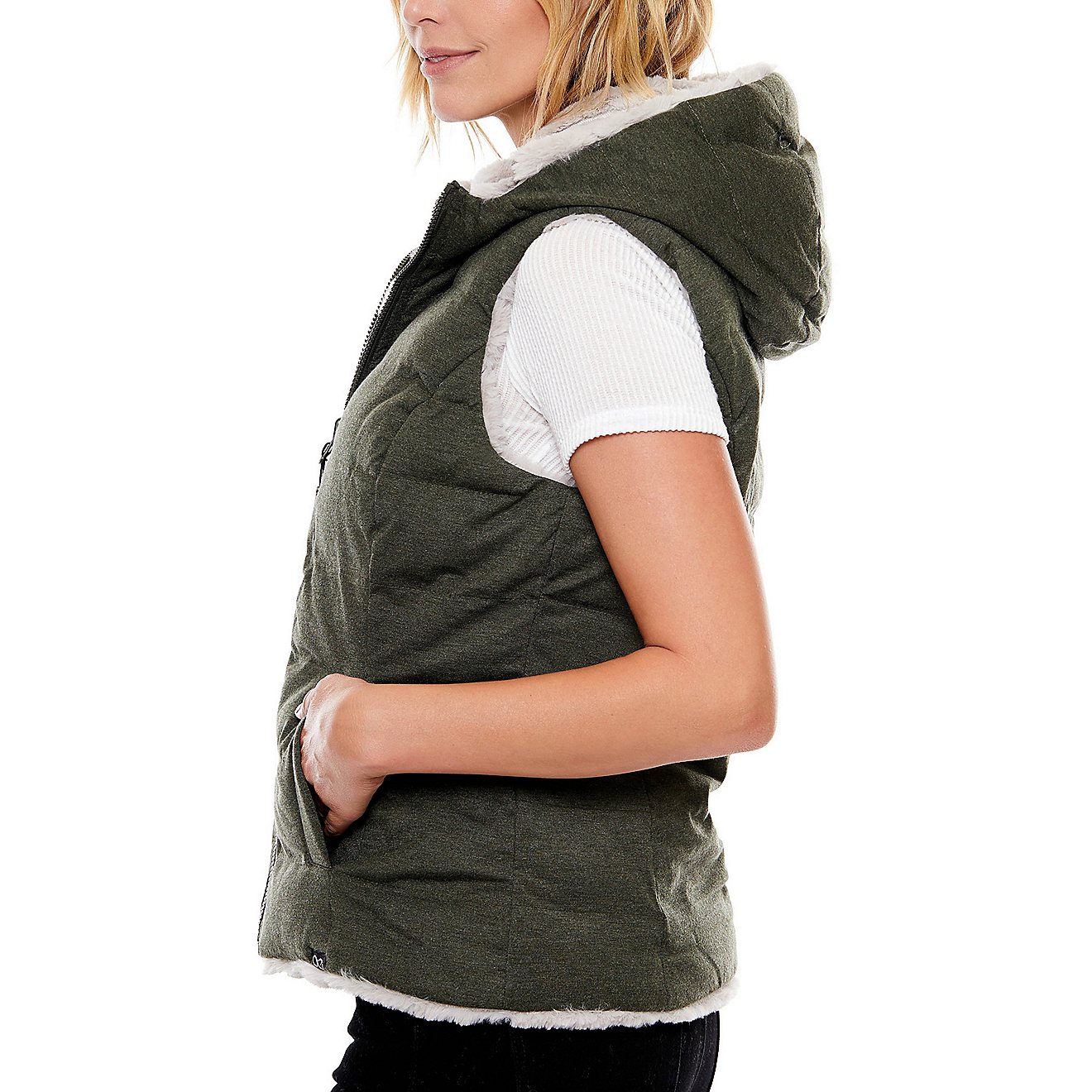 Be Boundless Women's Thermo-Lock Soft Touch 2-in-1 Quilted Knit Hooded Vest                                                      - view number 4