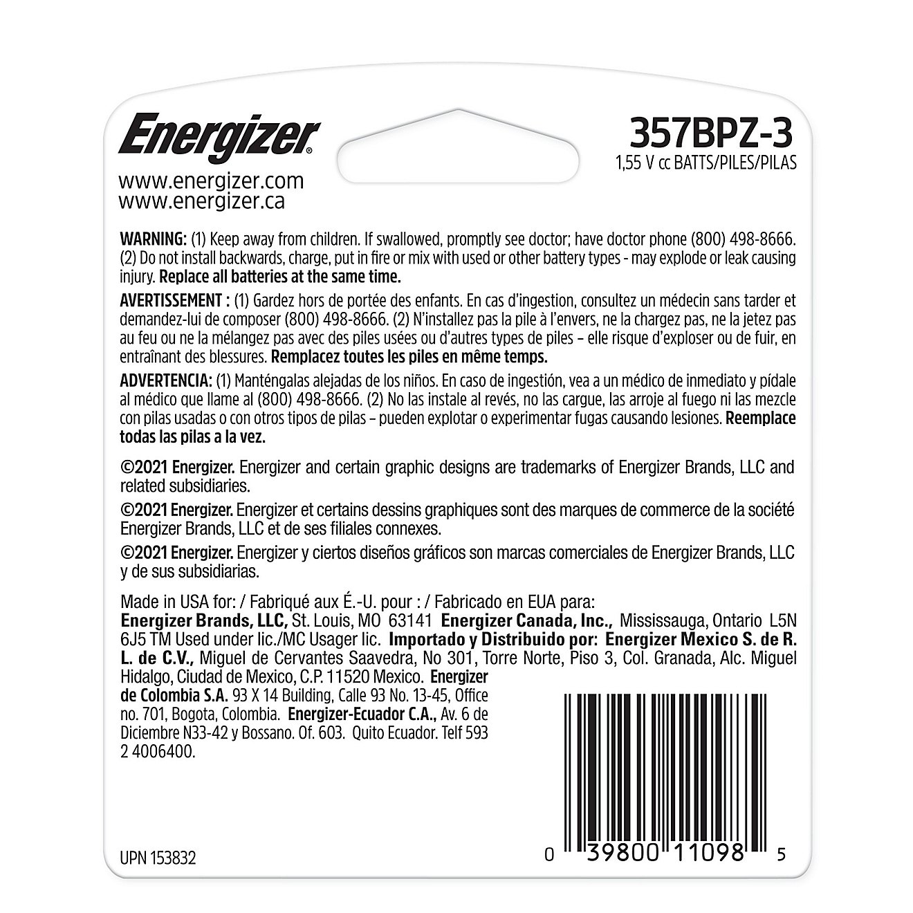 Energizer® 1.5V Silver Oxide Batteries 3-Pack - view number 2