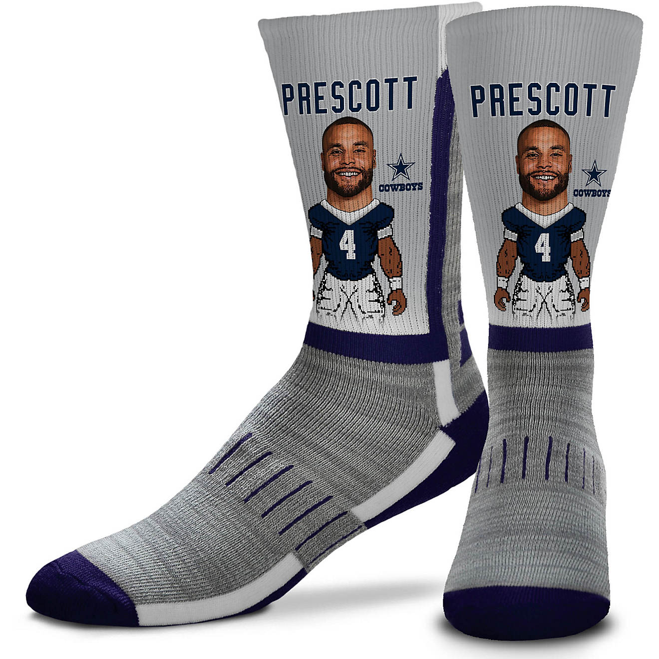 For Bare Feet Dallas Cowboys Dak Prescott MVP VC Crew Socks                                                                      - view number 1