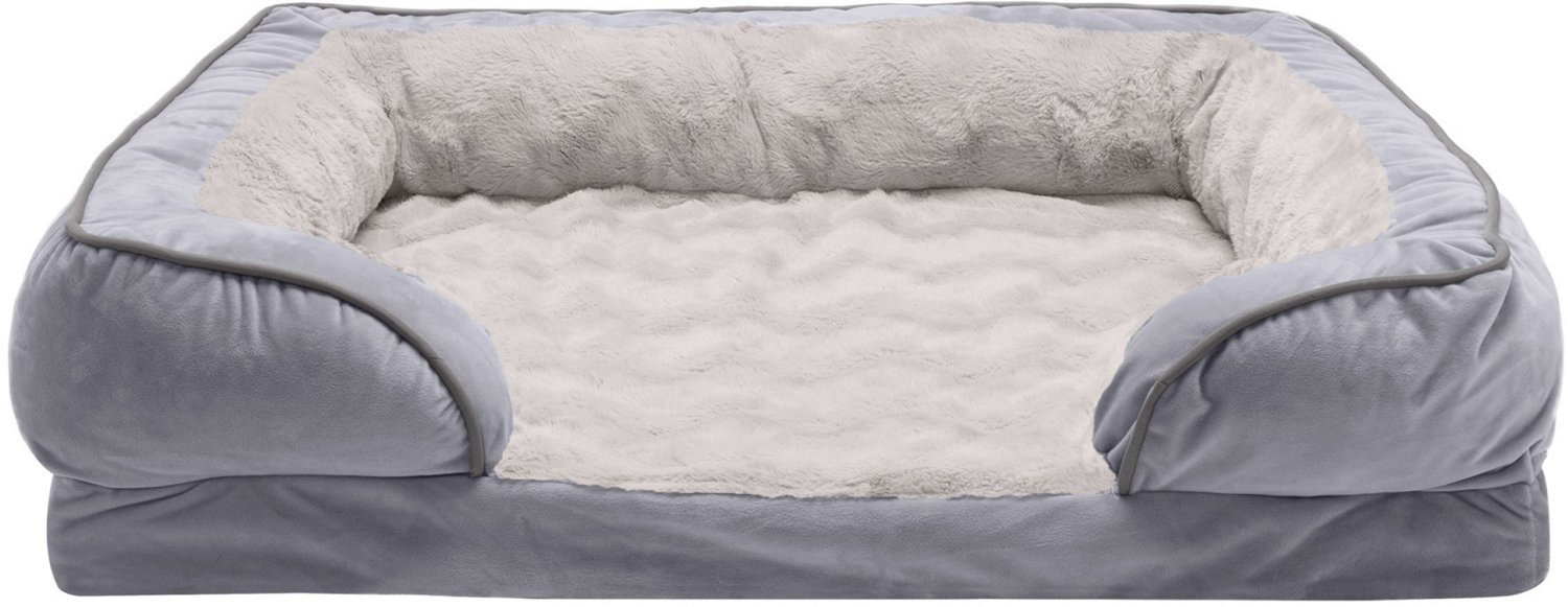FurHaven Velvet Waves Perfect Comfort Orthopedic Sofa Dog Bed - Large, Granite Gray