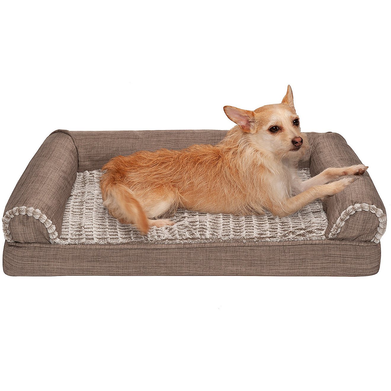 FurHaven Orthopedic Luxe Fur and Linen Medium Sofa Pet Bed                                                                       - view number 2