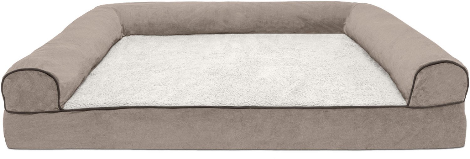 FurHaven Faux Fleece & Chenille Soft Woven Orthopedic Sofa Dog Bed