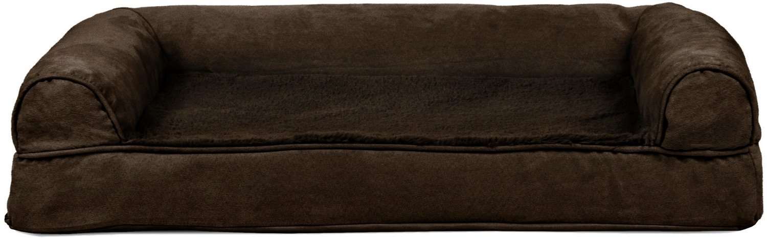 FurHaven Plush & Suede Cooling Gel Sofa Dog Bed - Medium, Espresso