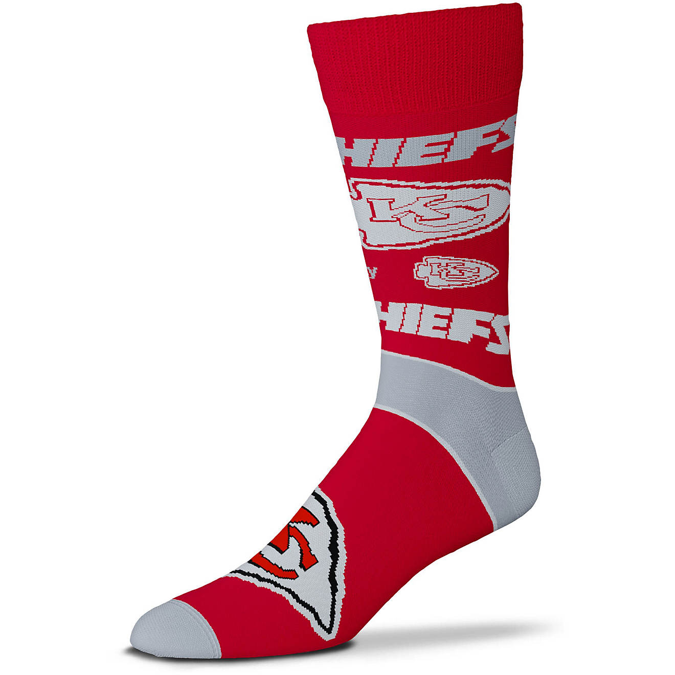 For Bare Feet Kansas City Chiefs End to End Big Logo Crew Socks                                                                  - view number 1