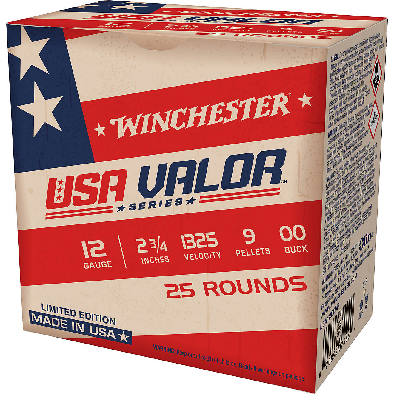Winchester USA Valor Series 12-Gauge 00 Buckshot Shotshells - 25 Rounds                                                          - view number 1