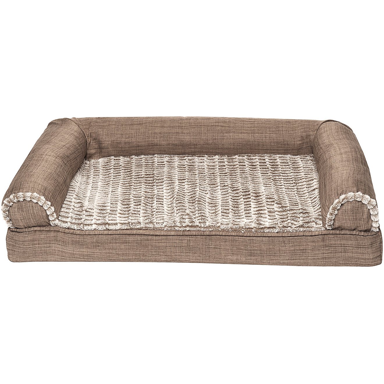 FurHaven Orthopedic Luxe Fur and Linen Medium Sofa Pet Bed                                                                       - view number 1