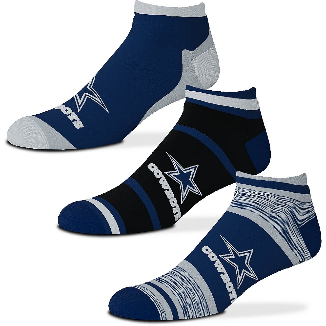 For Bare Feet Dallas Cowboys CASH No Show Socks 3-Pack                                                                           - view number 1
