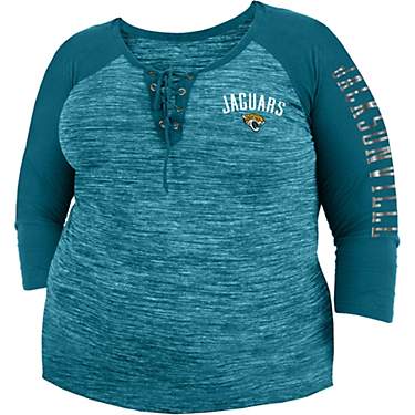New Era Women’s Plus Jacksonville Jaguars Reverse Space Dye Lace Up 3/4 Sleeve Shirt                                          