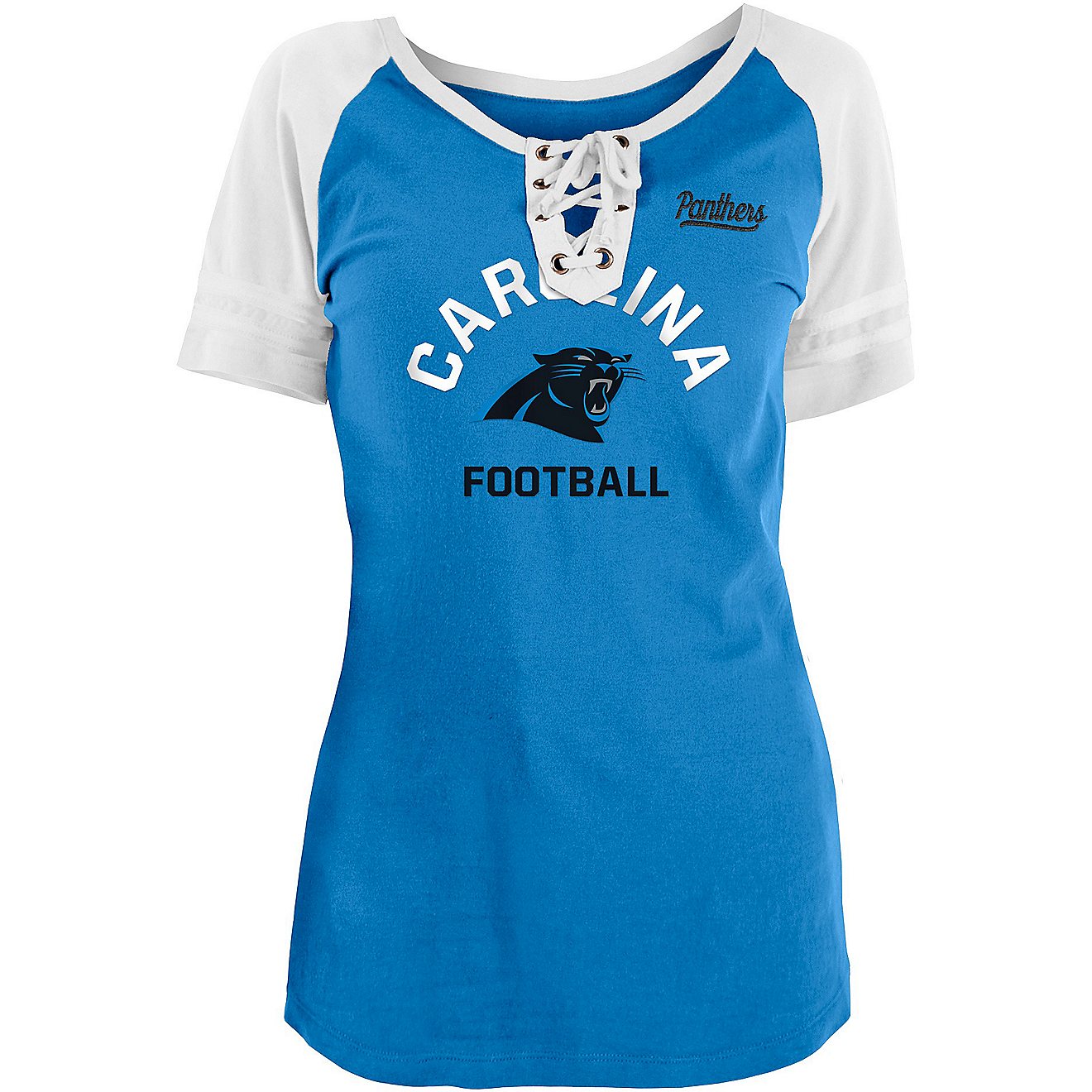 New Era Women's Carolina Panthers Lace Up Raglan T-shirt                                                                         - view number 1