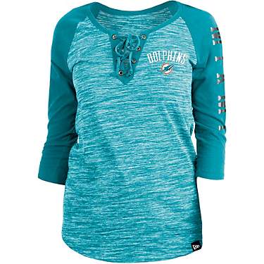 New Era Women's Miami Dolphins Reverse Space Dye 3/4 Sleeve T-shirt                                                             