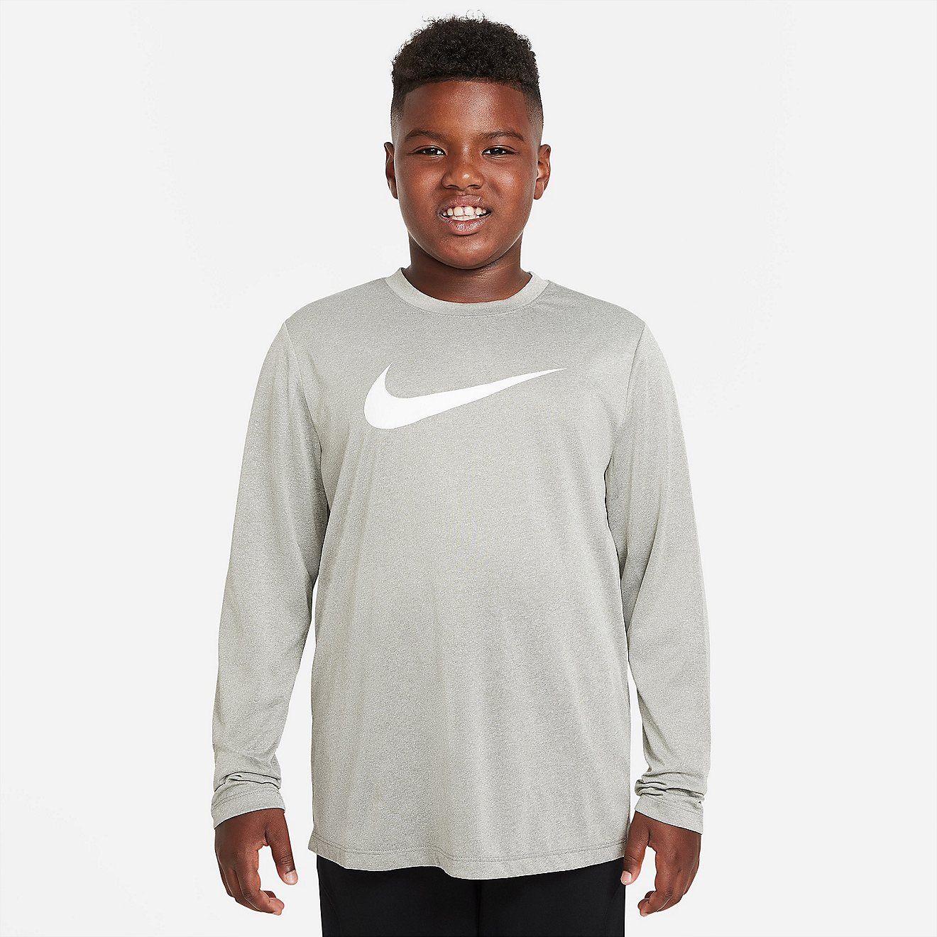 Nike Boys' Dri-FIT Leg Swoosh Extended Sizing Long Sleeve T-shirt                                                                - view number 1