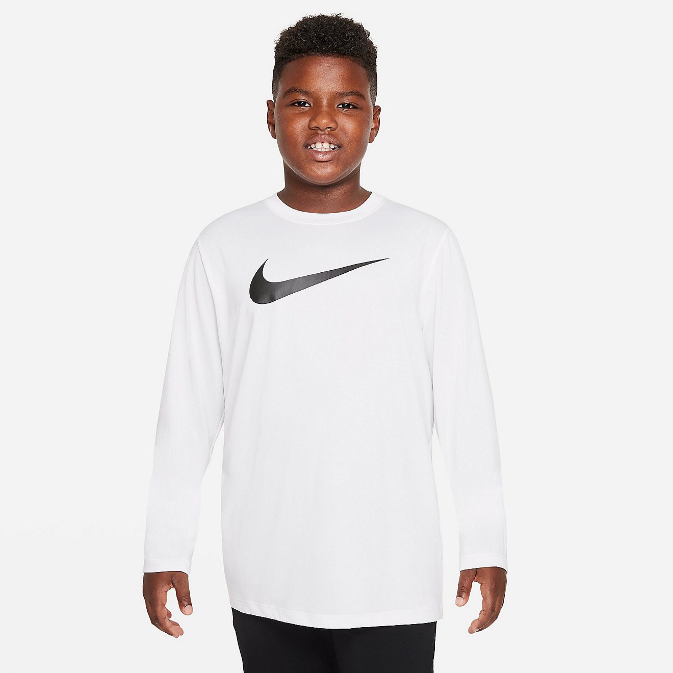 Nike Boys' Dri-FIT Leg Swoosh Extended Sizing Long Sleeve T-shirt                                                                - view number 1