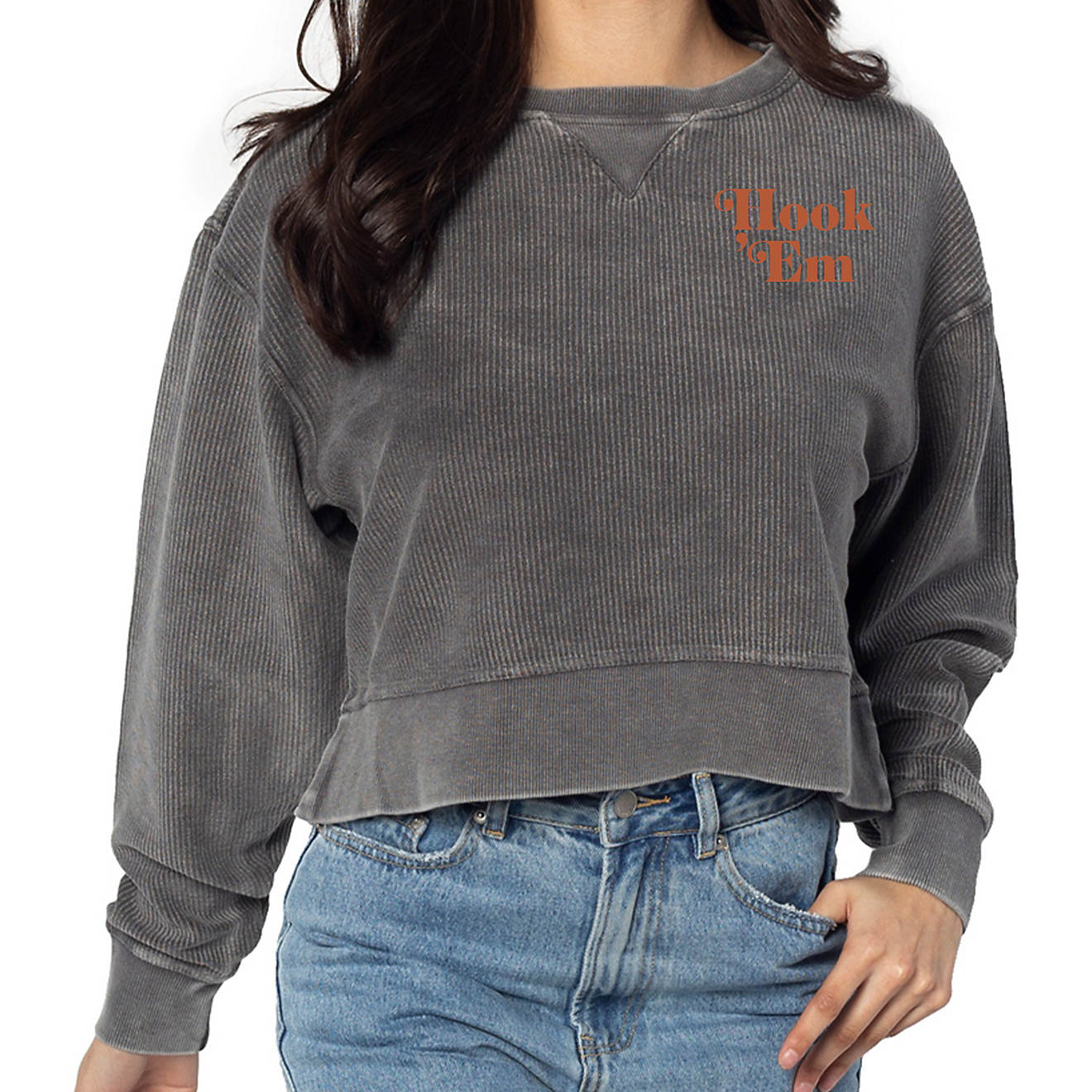 Chicka-D Women's University of Texas Corded Boxy Pullover                                                                        - view number 1