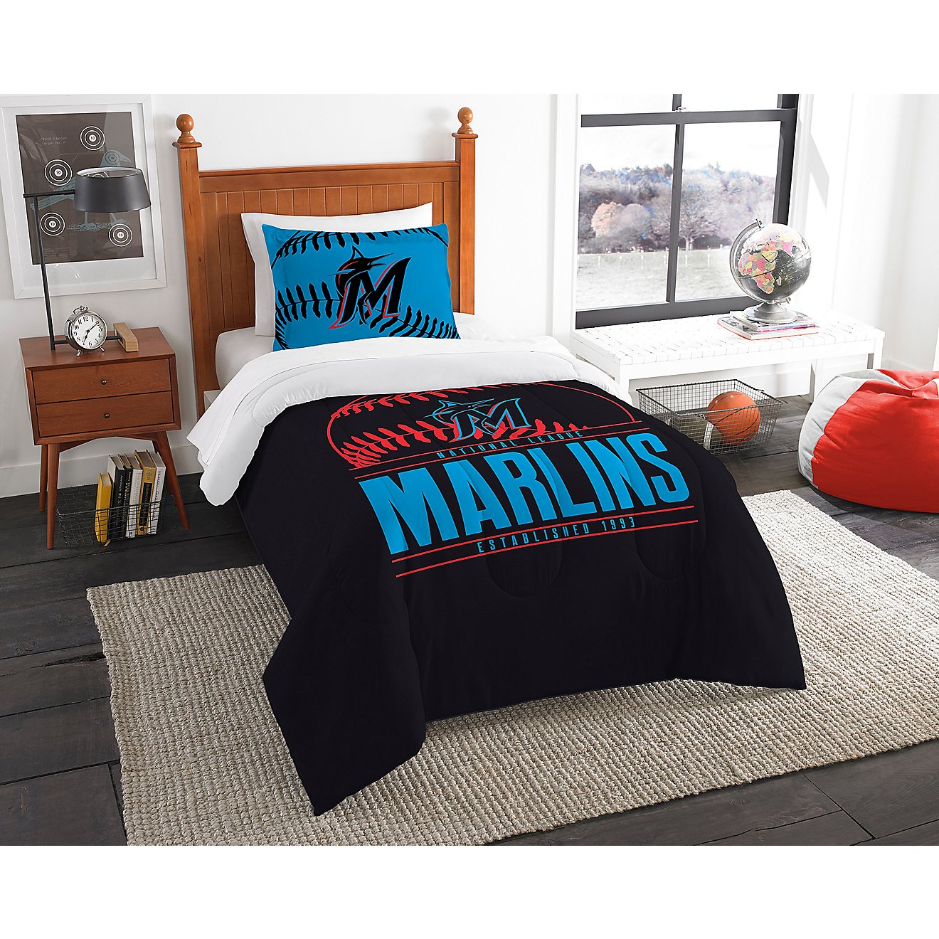 Northwest Miami Marlins Grand Slam 60 in x 80 in Twin Comforter Set                                                              - view number 1