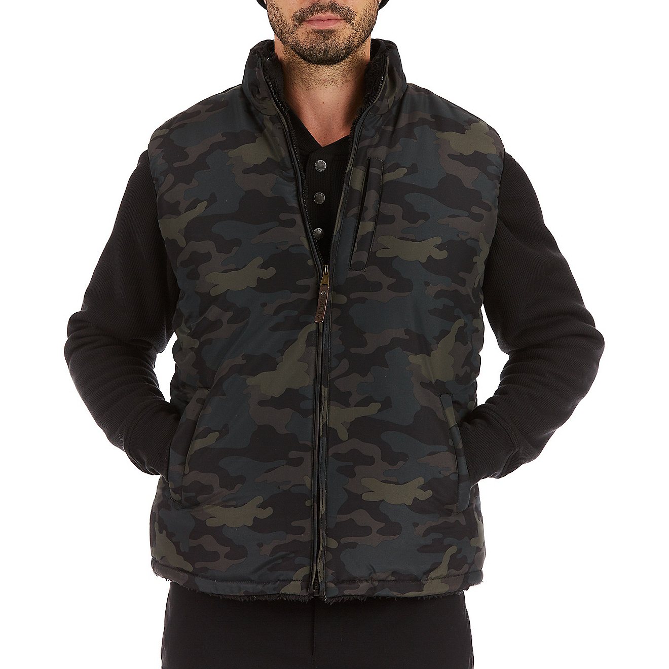 Smith's Workwear Men's Camo Sherpa Lined Vest                                                                                    - view number 1