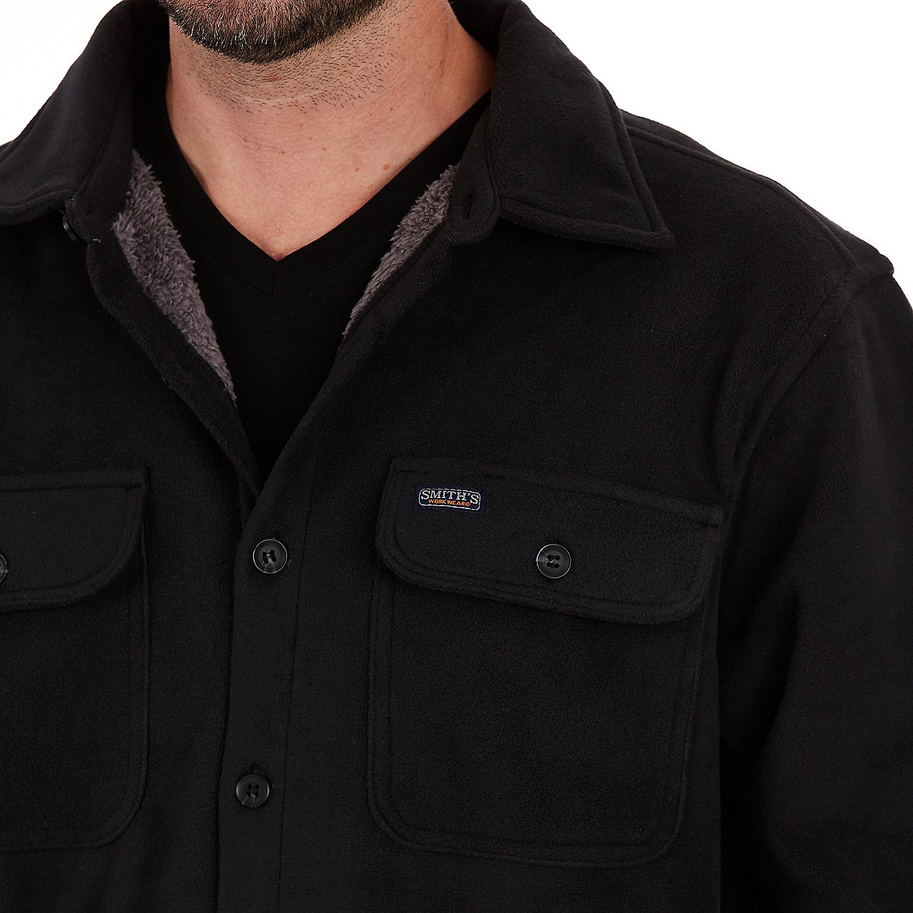 Smith's Workwear Men's Sherpa Lined Fleece Shirt Jacket                                                                          - view number 4