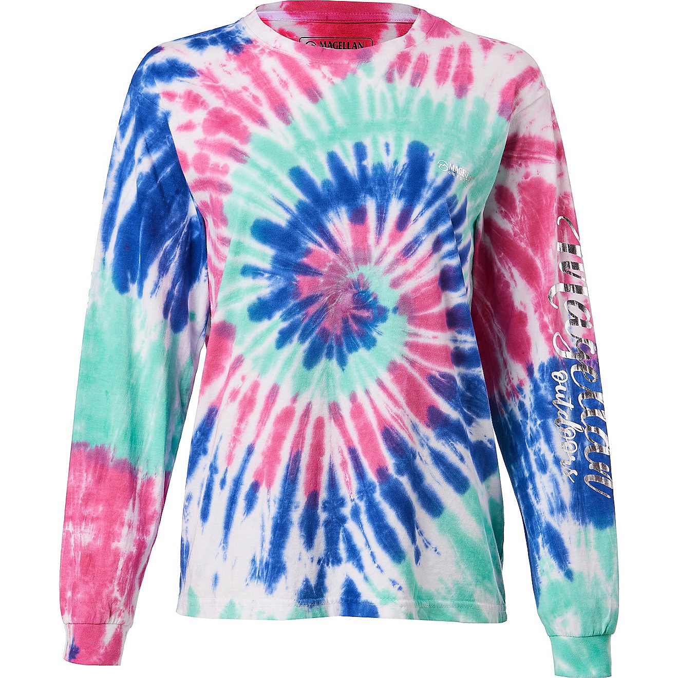 Magellan Outdoors Girls' Tie Dye Logo Long Sleeve Crew Shirt                                                                     - view number 1