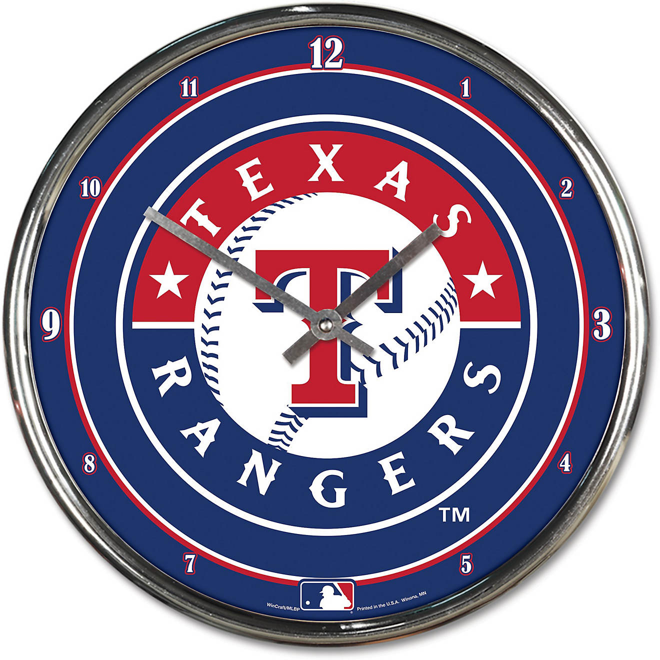 Wincraft Texas Rangers Chrome Clock                                                                                              - view number 1