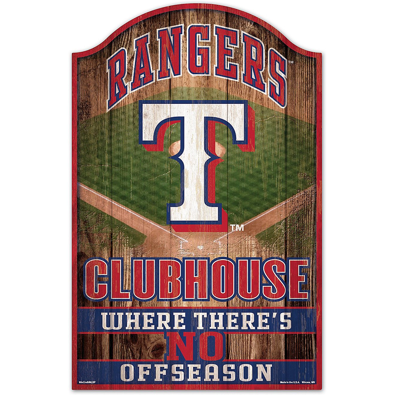 WinCraft Texas Rangers 11 in x 17 in Wood Sign                                                                                   - view number 1