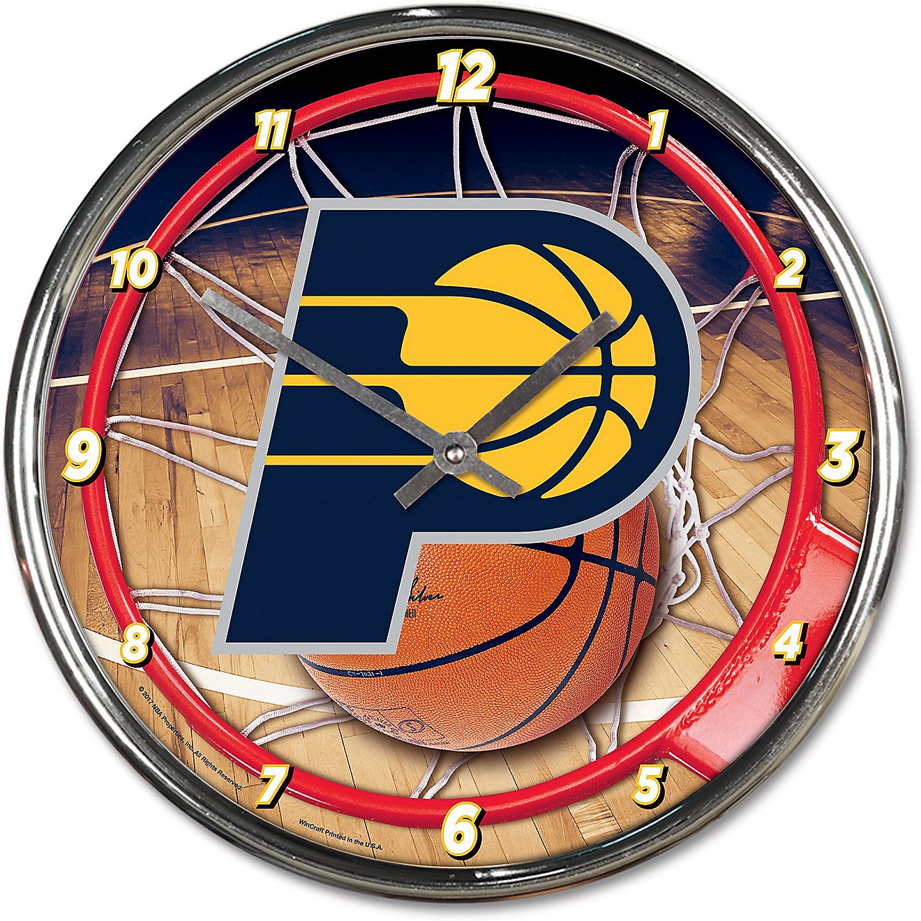WinCraft Indiana Pacers 12 in Chrome Clock                                                                                       - view number 1