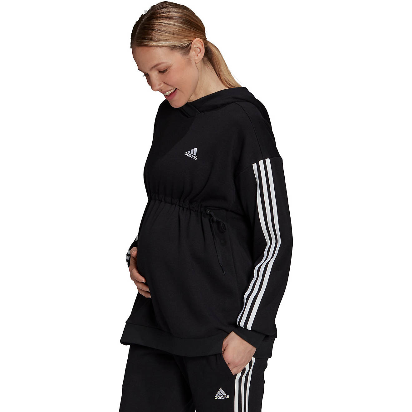 adidas Women's Maternity Essentials 3-Stripes Cotton Pullover Hoodie                                                             - view number 1