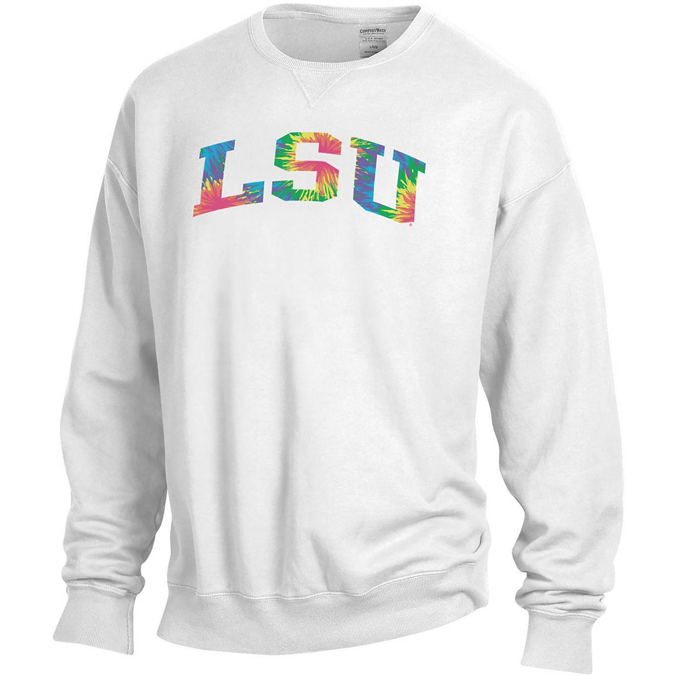 Comfort Wash Men's Louisiana State University Tie-Dye Arch Crew Sweatshirt                                                       - view number 1