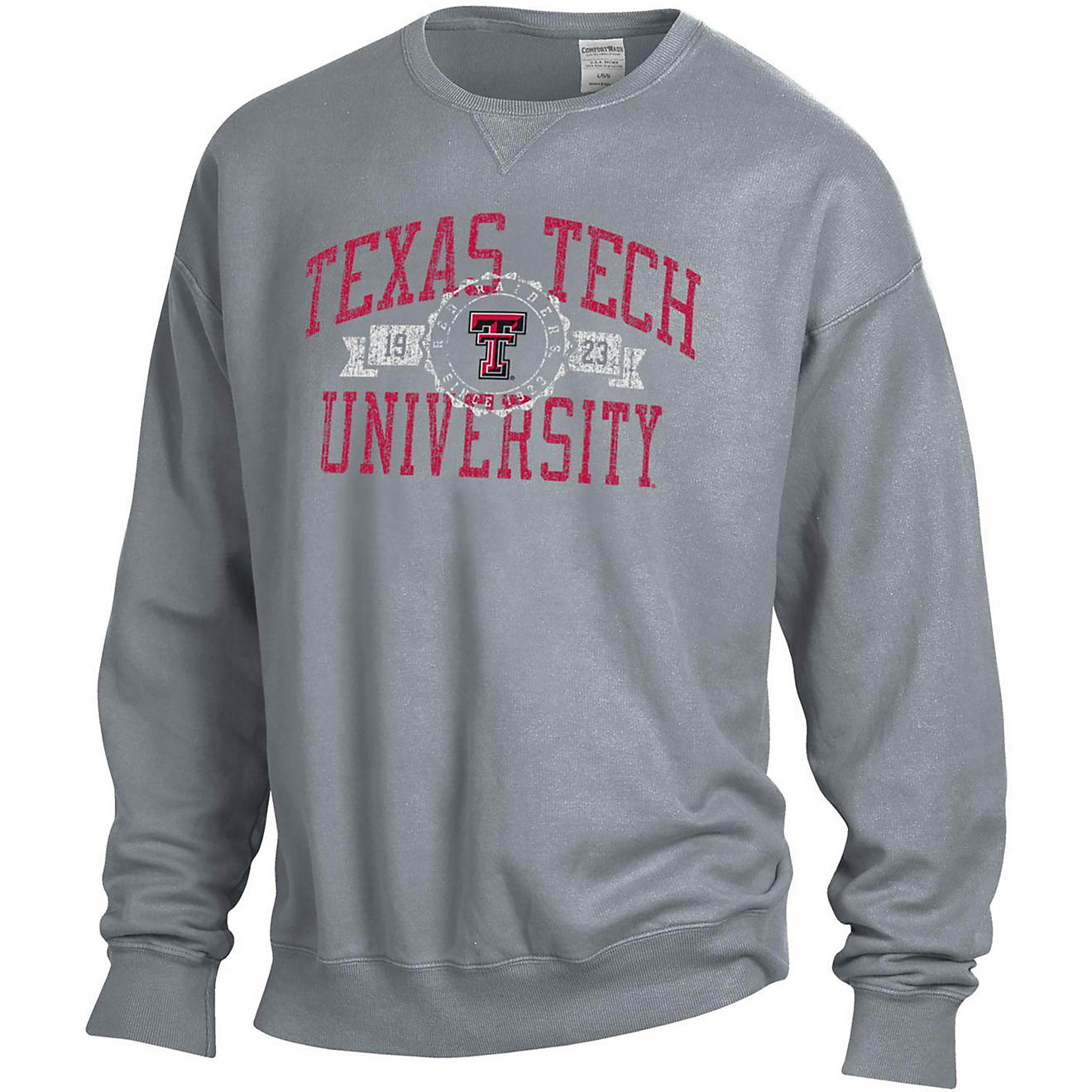 Comfort Wash Men's Texas Tech University Seal Crew Sweatshirt                                                                    - view number 1