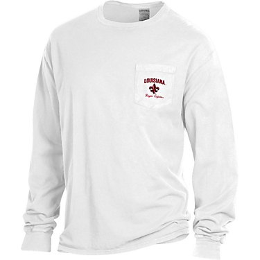 Comfort Wash Men's University of Louisiana at Lafayette Bev Label Pocket Long-Sleeve Graphic T-shirt