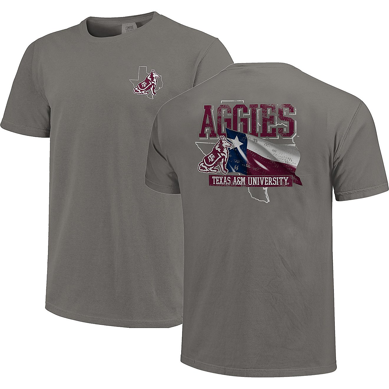 Image One Men’s Texas A&M University Flag and State Graphic T-shirt                                                            - view number 1