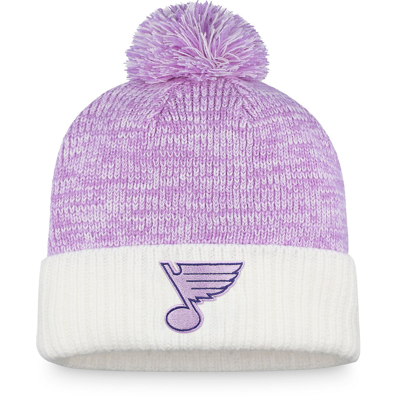 Fanatics Men's St. Louis Blues Hockey Fights Cancer Cuffed Beanie with Pom                                                       - view number 1