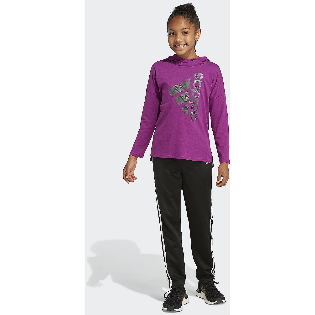 adidas Girls’ Long Sleeve Hooded Graphic T-shirt                                                                               - view number 1