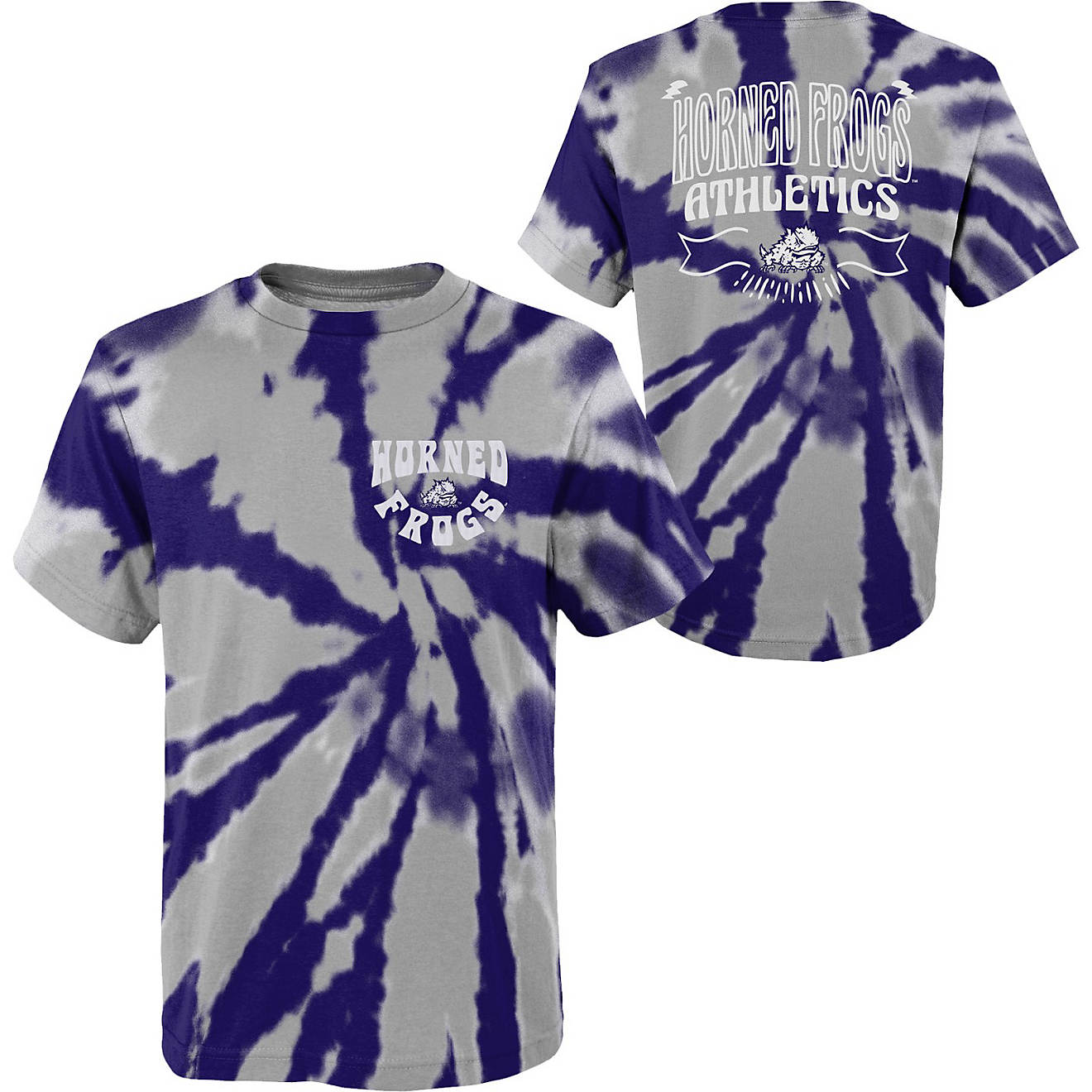 Outerstuff Kids' Texas Christian University Pennant Tie Dye T-shirt                                                              - view number 1