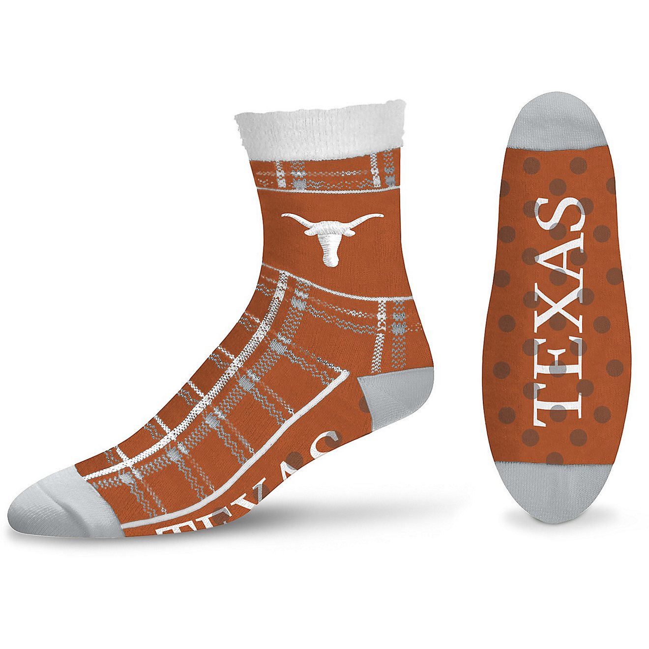 For Bare Feet University of Texas Tartan Plaid No Show Socks                                                                     - view number 1