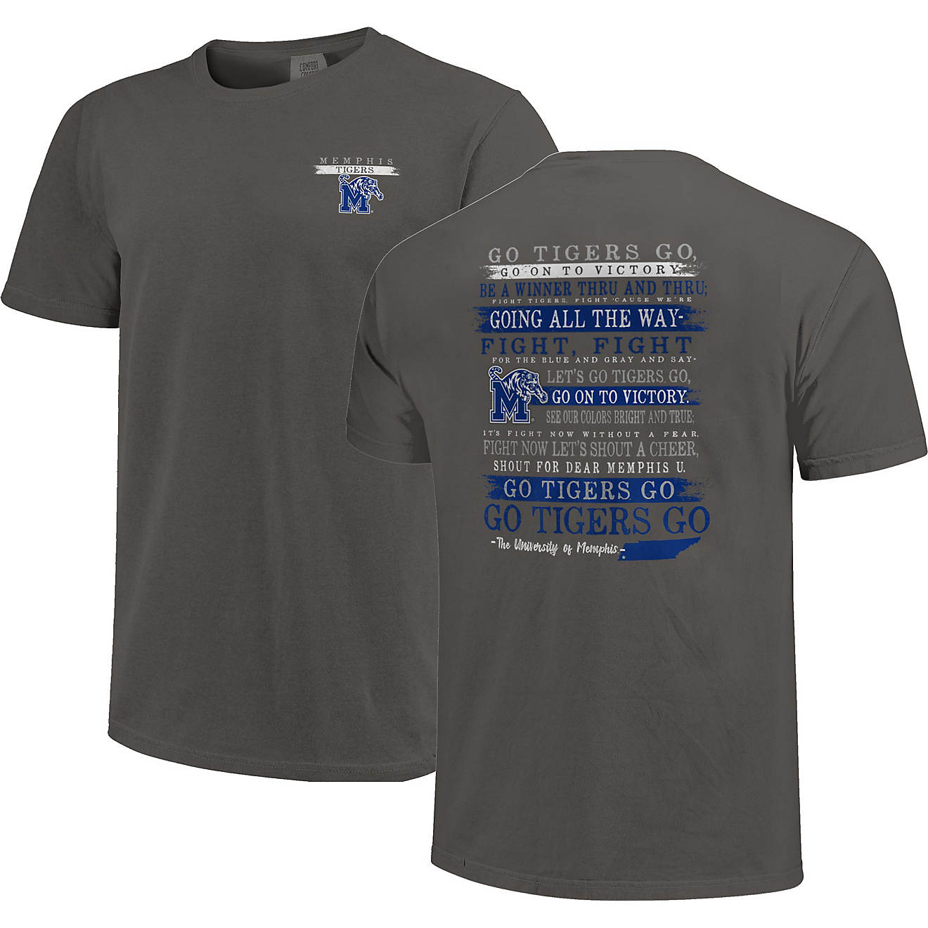 Image One Men's University of Memphis Comfort Color Fight Song Stripes Short Sleeve T-shirt                                      - view number 1