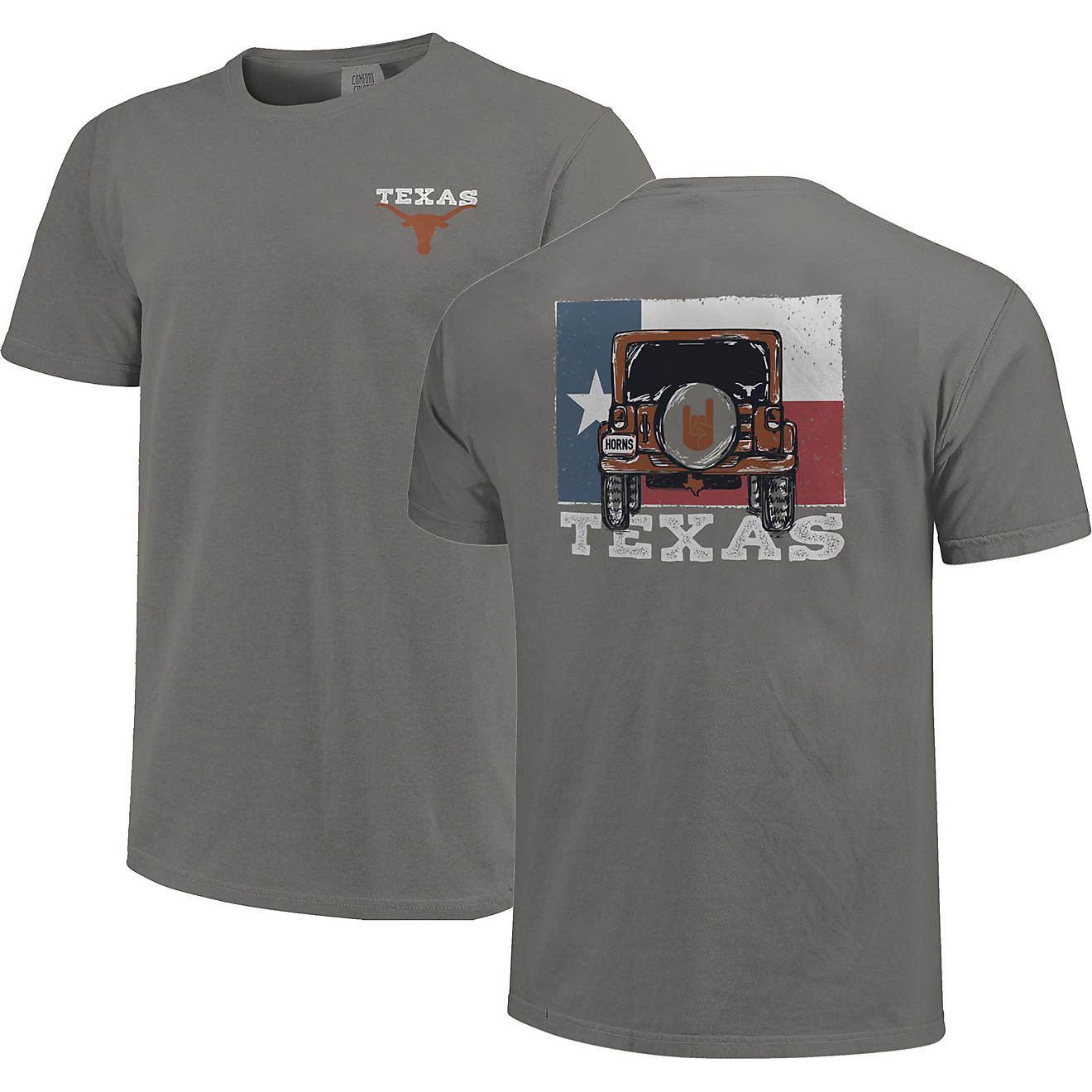 Image One Men's University of Texas Comfort Color Jeep Adventure Flag T-shirt                                                    - view number 1