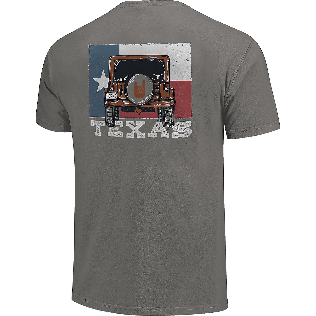 Image One Men's University of Texas Comfort Color Jeep Adventure Flag T-shirt                                                    - view number 2