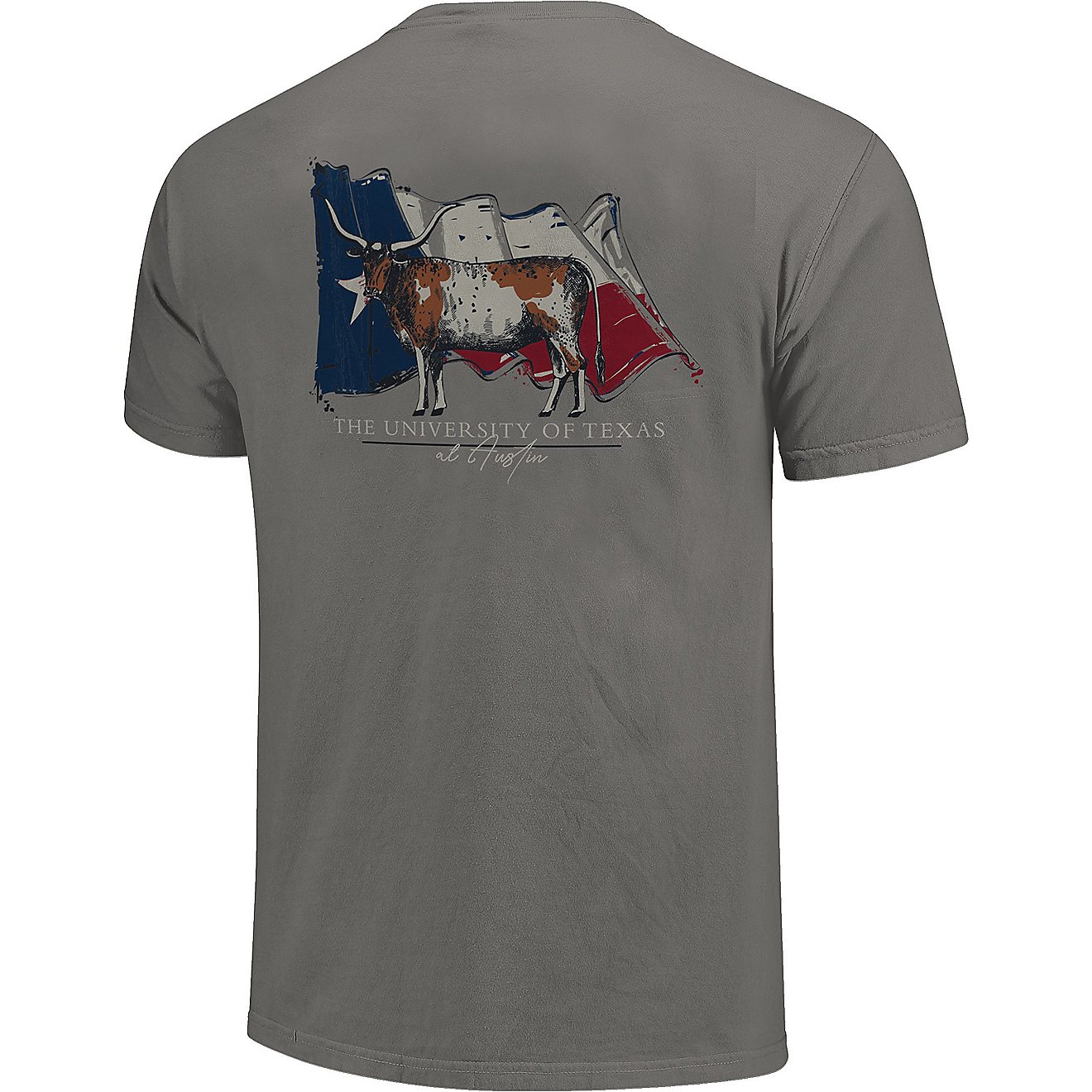 Image One Men's University of Texas Comfort Color Waving Flag and Mascot T-shirt                                                 - view number 2