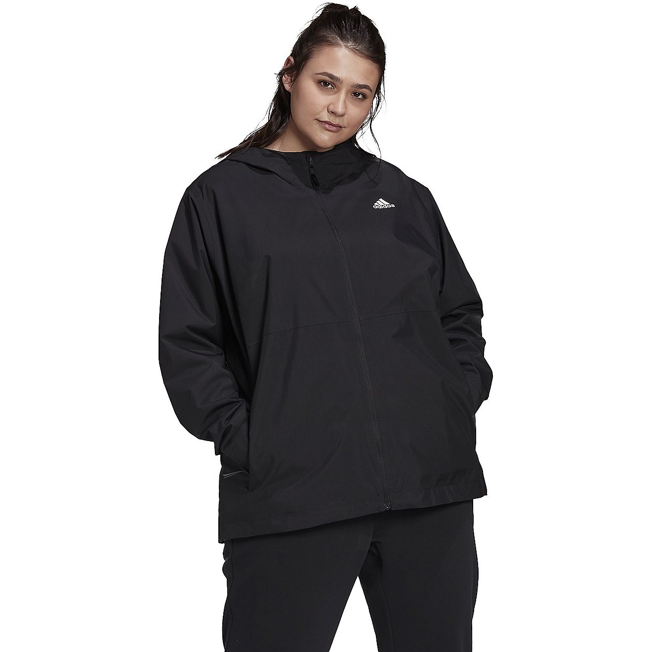adidas Women's BSC 3-Stripes RAIN.RDY Plus Size Jacket                                                                           - view number 1