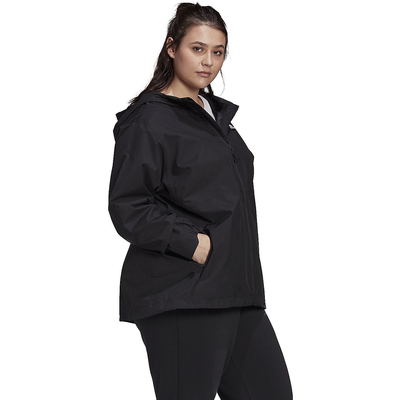 adidas Women's BSC 3-Stripes RAIN.RDY Plus Size Jacket                                                                           - view number 3