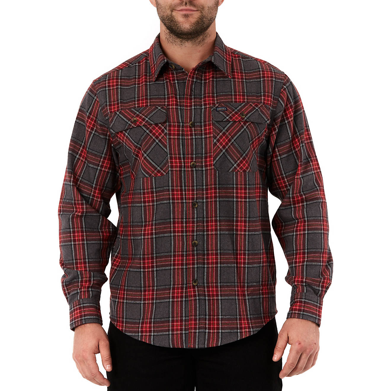 Smith's Workwear Men's Plaid 2-Pocket Flannel Shirt                                                                              - view number 1