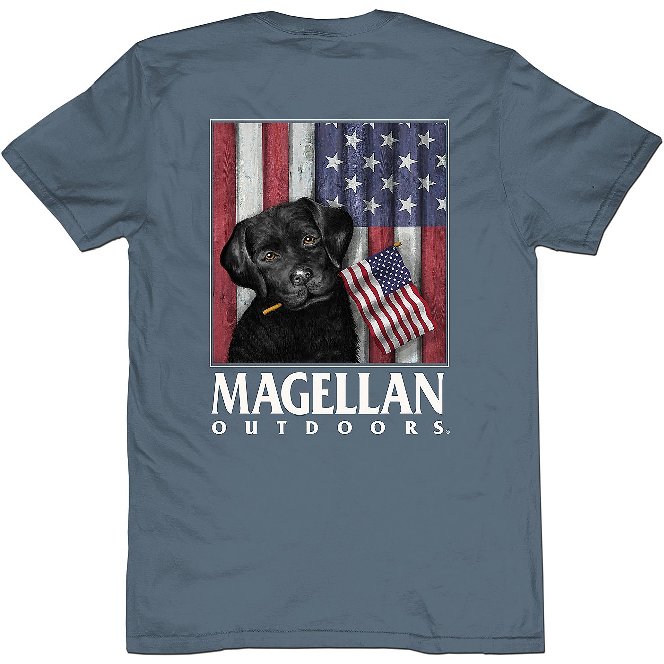 Magellan Outdoors Men's Puppy USA Flag Graphic Short Sleeve T-shirt                                                              - view number 1